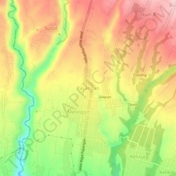 Payangan topographic map, elevation, terrain