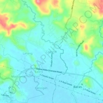 Lagundi topographic map, elevation, terrain
