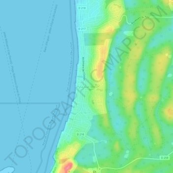 Pyla-sur-Mer topographic map, elevation, terrain