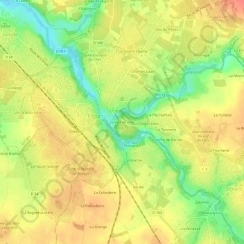 La Ville en Bois topographic map, elevation, terrain
