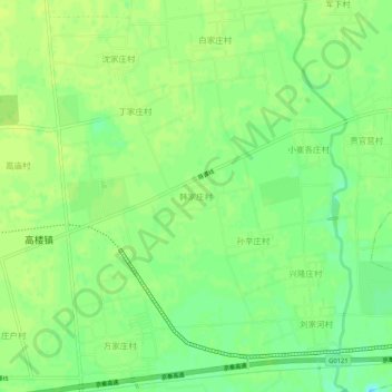 韩家庄村 topographic map, elevation, terrain