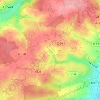 Fanoville topographic map, elevation, terrain