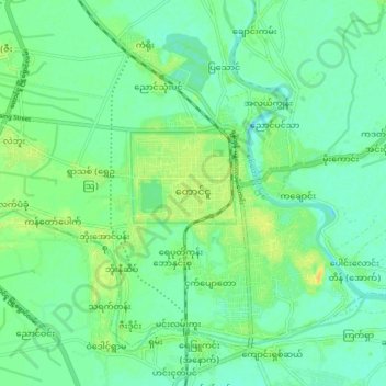 Taungoo topographic map, elevation, terrain