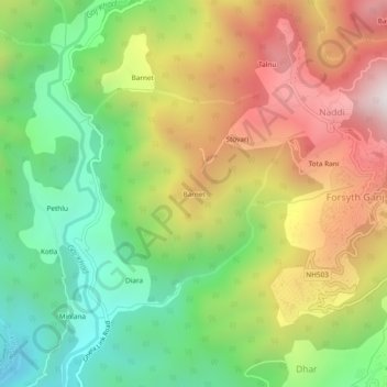 Barnet topographic map, elevation, terrain