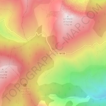 Col de la Sinne topographic map, elevation, terrain