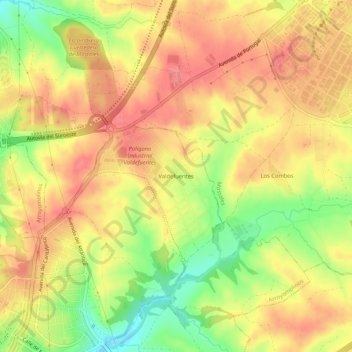 Valdefuentes topographic map, elevation, terrain