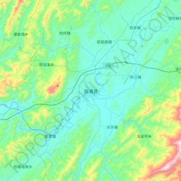 溆浦县 topographic map, elevation, terrain