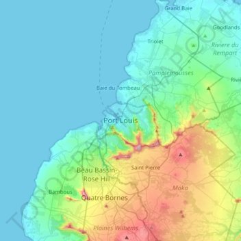 Port Louis topographic map, elevation, terrain