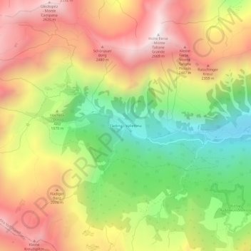 Flading - Vallettina topographic map, elevation, terrain