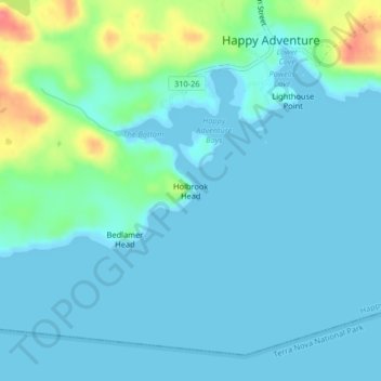 Holbrook Head topographic map, elevation, terrain