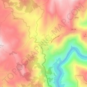 São Mamede de Ribatua topographic map, elevation, terrain