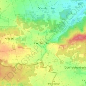 Kirchfarrnbach topographic map, elevation, terrain