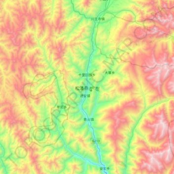 松潘县 topographic map, elevation, terrain