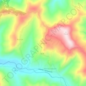 Ceyüpler topographic map, elevation, terrain