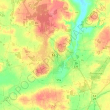 Aars topographic map, elevation, terrain