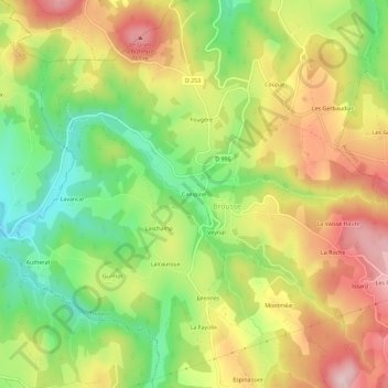 Campine topographic map, elevation, terrain