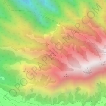 Gunung Perigi topographic map, elevation, terrain