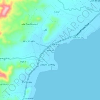 Mabuni topographic map, elevation, terrain