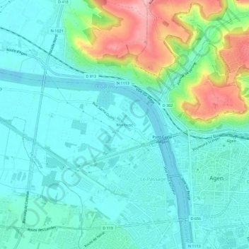 Monbusc topographic map, elevation, terrain