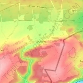 Doische topographic map, elevation, terrain