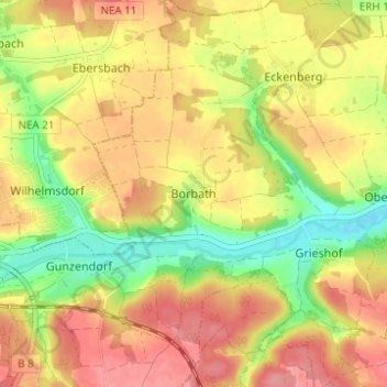 Borbath topographic map, elevation, terrain