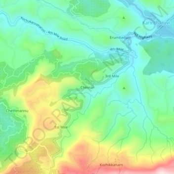 Chinnar topographic map, elevation, terrain