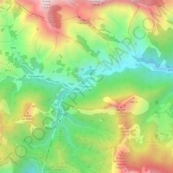 Tre Fiumi topographic map, elevation, terrain