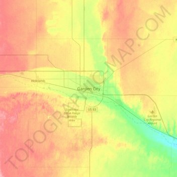 Garden City topographic map, elevation, terrain