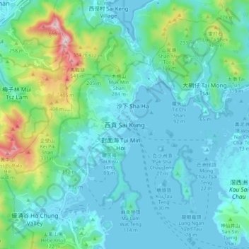Sai Kung topographic map, elevation, terrain
