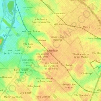 Villa Ballester topographic map, elevation, terrain