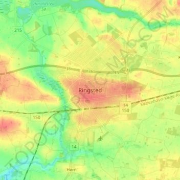 Ringsted topographic map, elevation, terrain