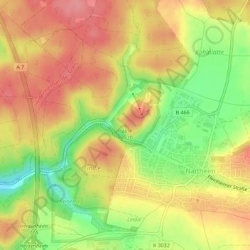 Halde topographic map, elevation, terrain