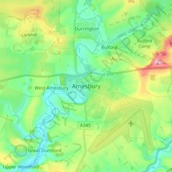 Amesbury topographic map, elevation, terrain