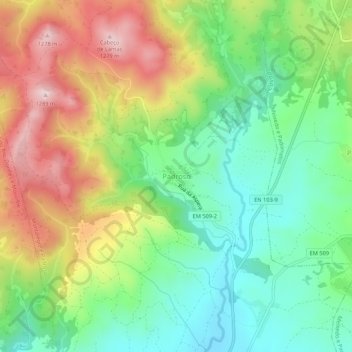 Padroso topographic map, elevation, terrain