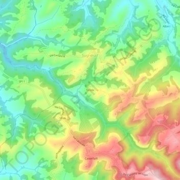 Tonda topographic map, elevation, terrain