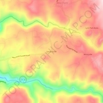 Sandy Gulch topographic map, elevation, terrain