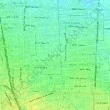 Tegal Rejo topographic map, elevation, terrain
