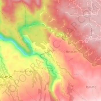 Bakia topographic map, elevation, terrain
