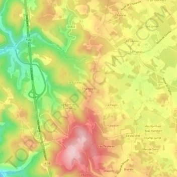 Chantegril topographic map, elevation, terrain