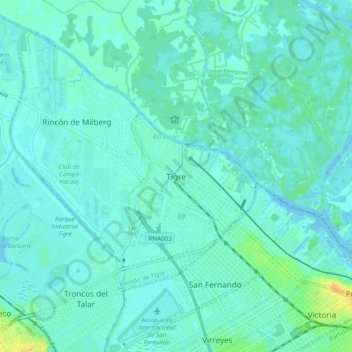 Tigre topographic map, elevation, terrain