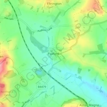 Paxford topographic map, elevation, terrain