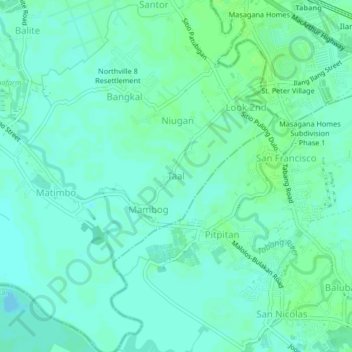 Taal topographic map, elevation, terrain