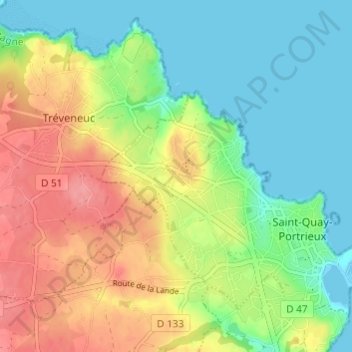 Kertugal topographic map, elevation, terrain