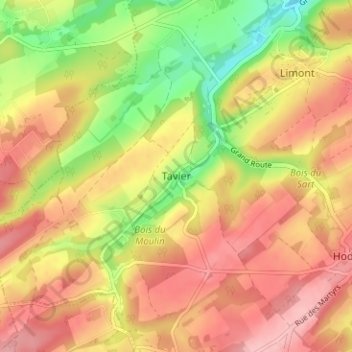 Tavier topographic map, elevation, terrain