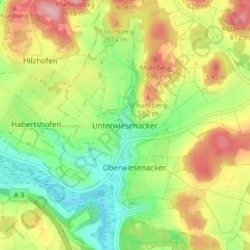 Unterwiesenacker topographic map, elevation, terrain
