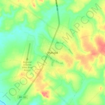 Matupá topographic map, elevation, terrain