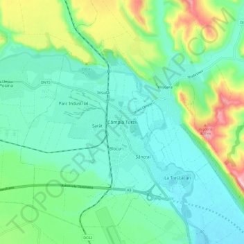 Câmpia Turzii topographic map, elevation, terrain