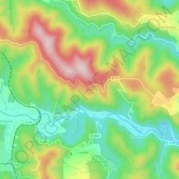 Dieusse topographic map, elevation, terrain