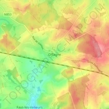 Offagne topographic map, elevation, terrain