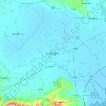 Alexandreia topographic map, elevation, terrain
